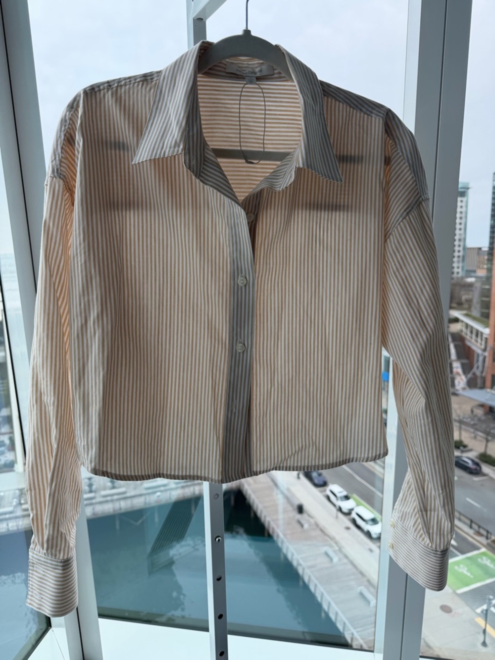 Favorite Daughter Sand Striped Crop Shirt